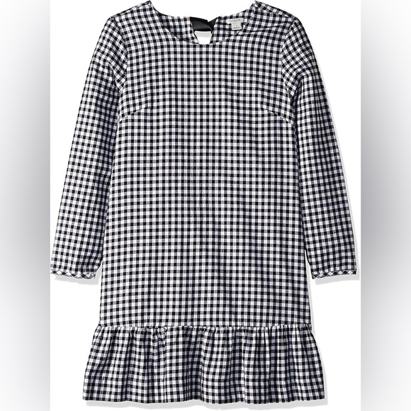 J. Crew Women’s Flannel Gingham Ruffle Mini Dress Black/White Size XL - Picture 1 of 11